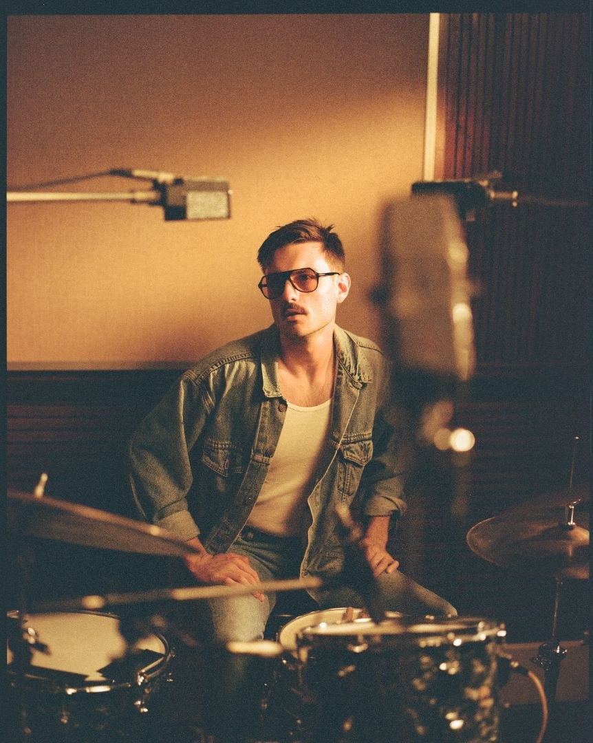 Florian Gouëllo at the drums, Studio CBE, Paris